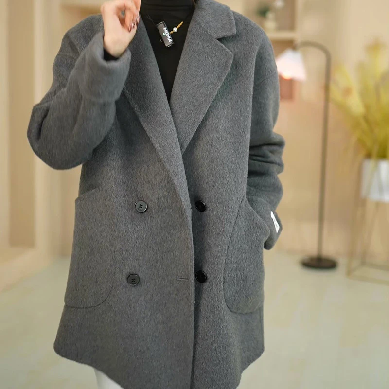双面羊毛大衣女2025年新款手工缝制厂家直销女士外套气质时尚