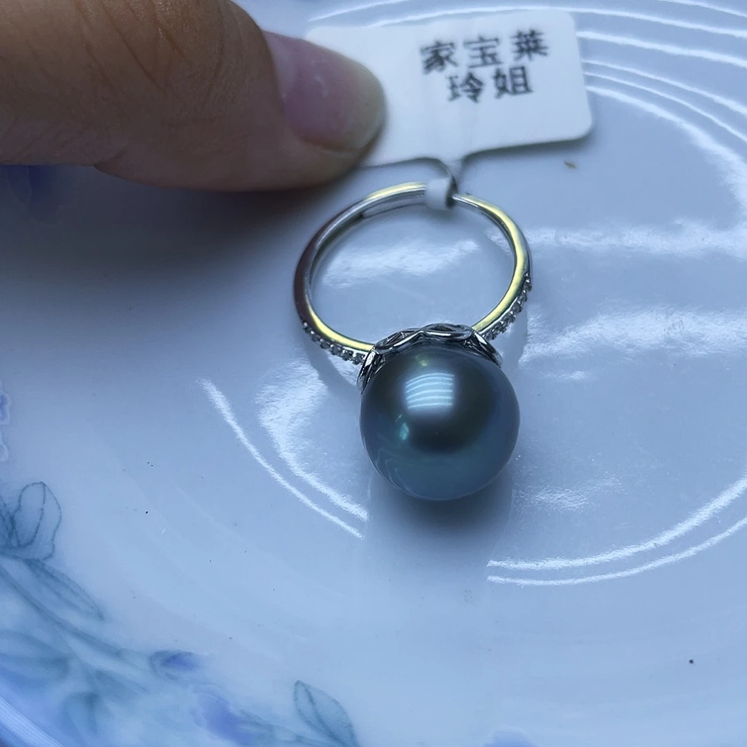 银S925镶嵌戒指海水珍珠