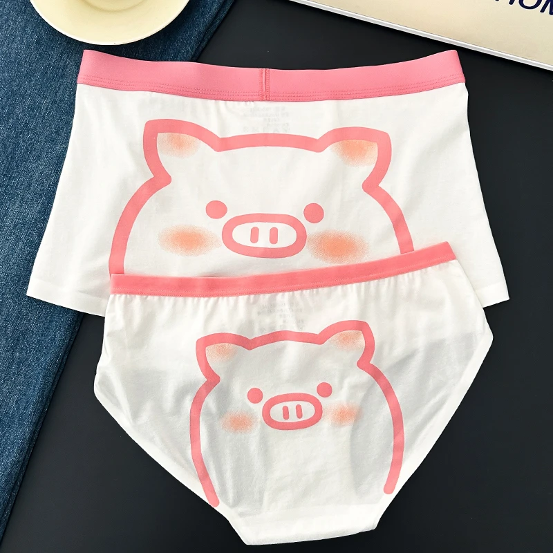 粉色小猪情侣内裤一男一女可爱情侣款纯棉裆莫代尔棉男士女生性感