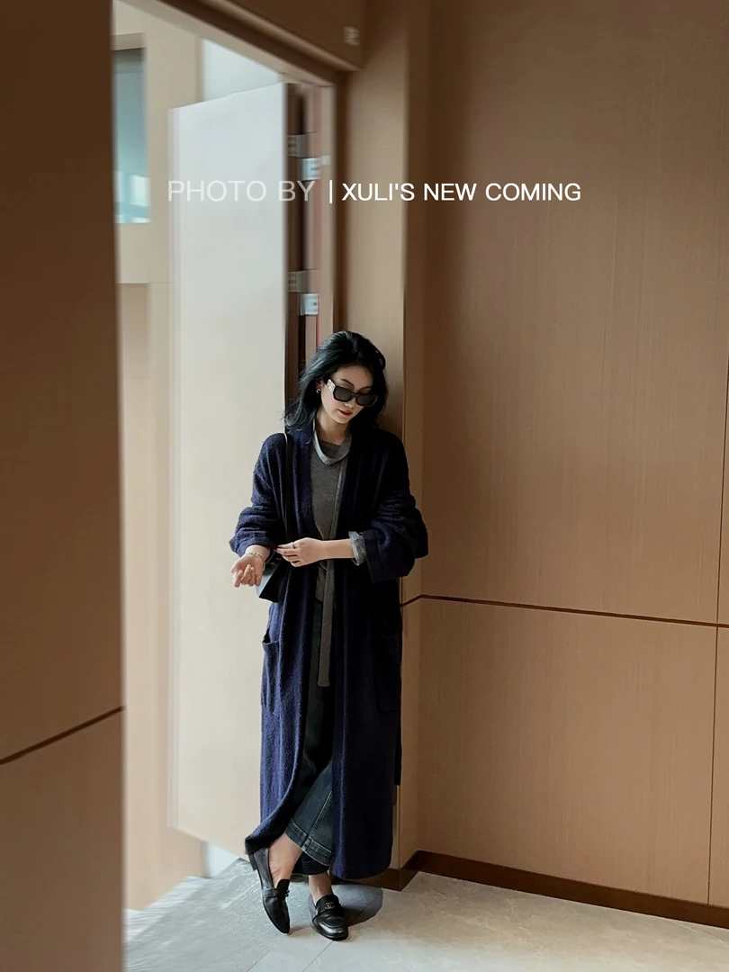 XULI'S EPOCH睡袍风噪点质感条纹长款开衫·早秋限定·Q7345