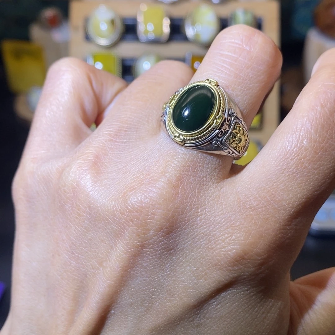 李***飞蓝珀银S925镶嵌戒指