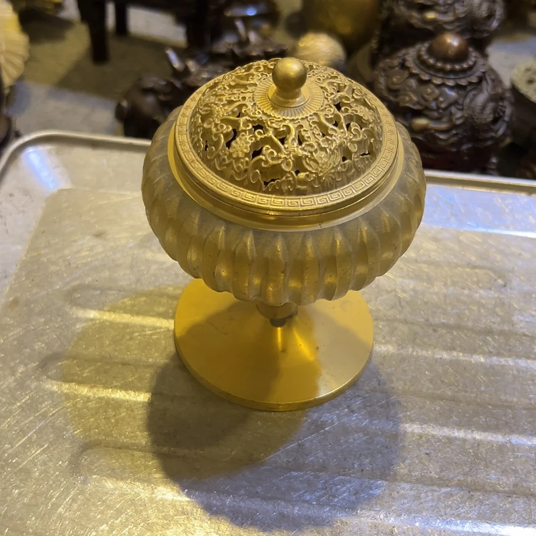 紫***玉黄铜摆件，文房摆件工艺品