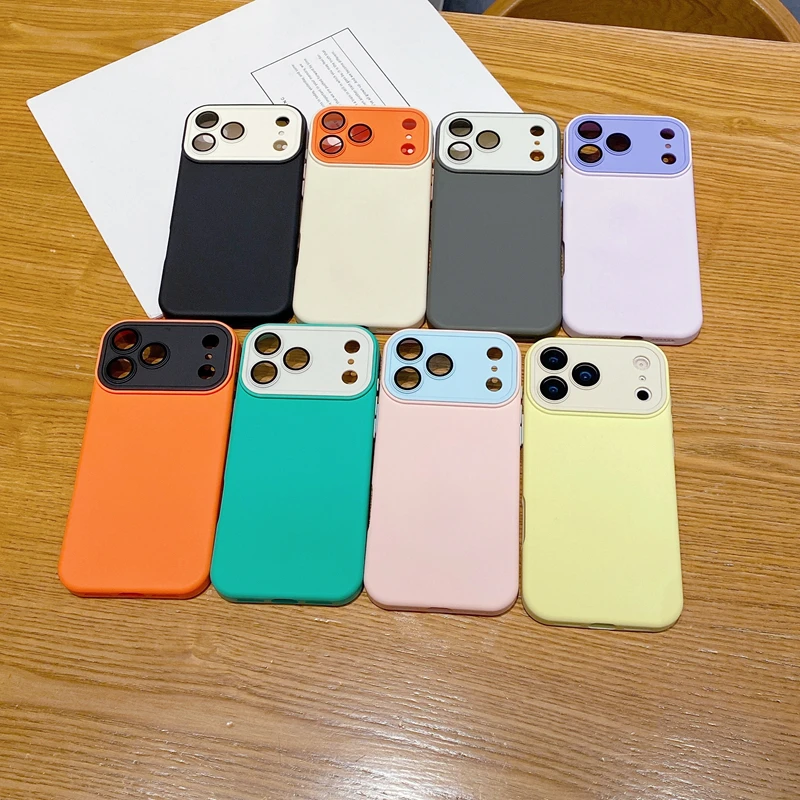 镜头膜拼色大视窗适用苹果17手机壳iPhone16/15液态硅胶14肤感13