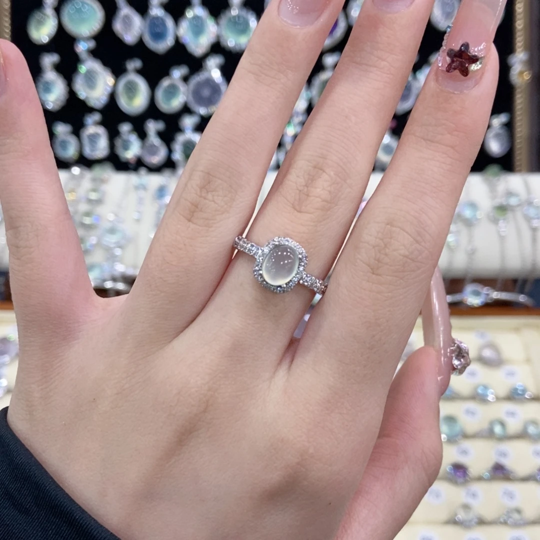 蛇纹石玉银S925镶嵌戒指