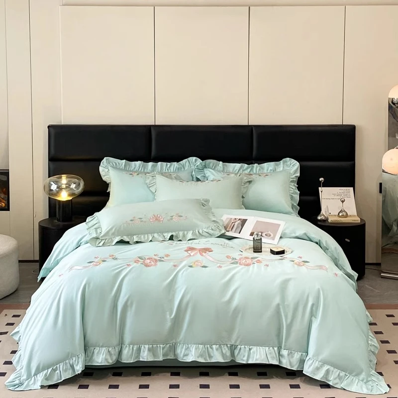 纯棉四件套100全棉25新款加厚刺绣被套床笠床单三件套高级感床品4