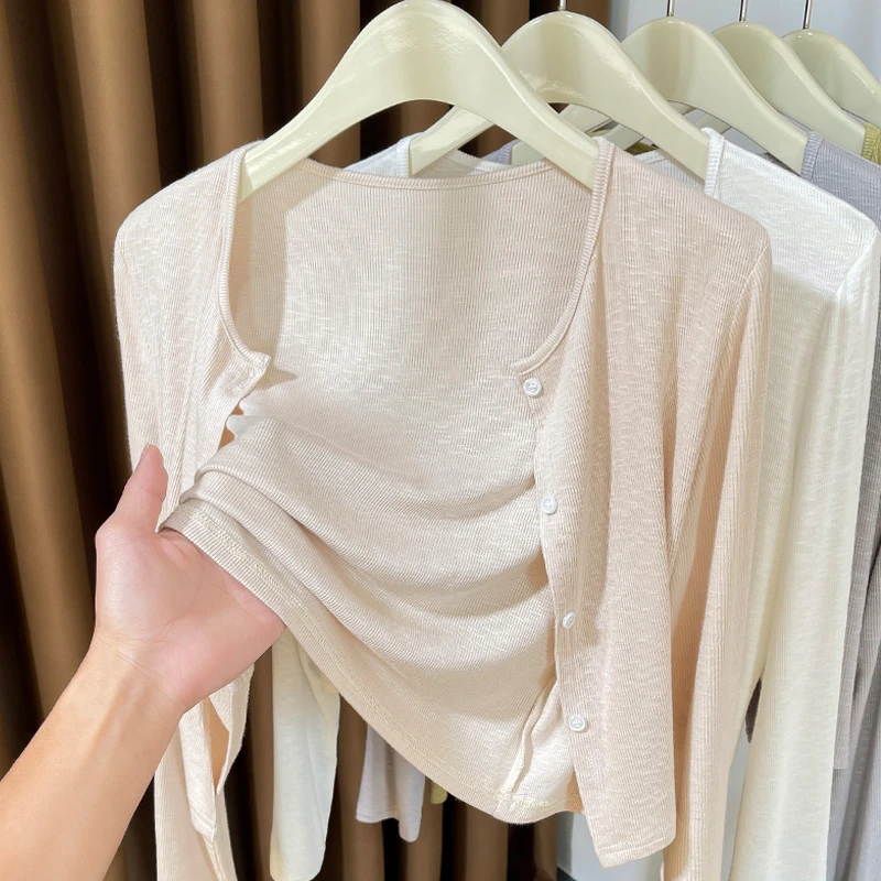 春秋薄款开衫女配吊带裙外搭披肩百搭高级感小坎肩防晒罩衫女外套