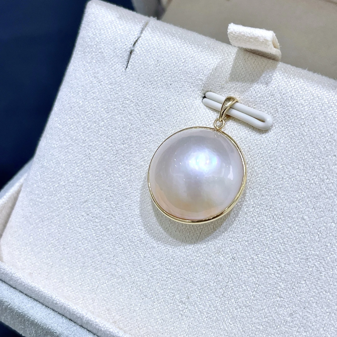海水马贝珍珠 18K金 简包珍珠吊坠 14-15MM P030