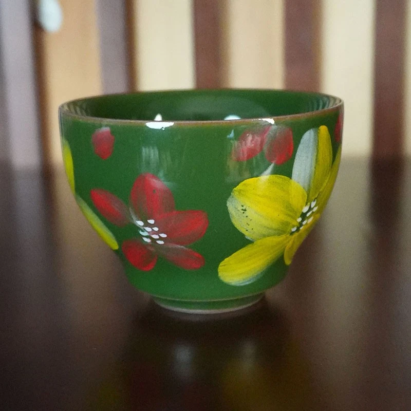 陶瓷茶具原矿泥料铁胎郎绿油画莫奈彩元宝三才盖碗