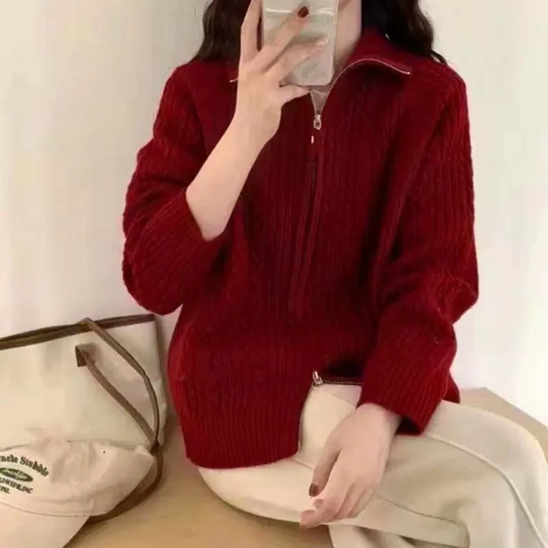 【双拉链～】麻花开衫～安迪绒～福福款