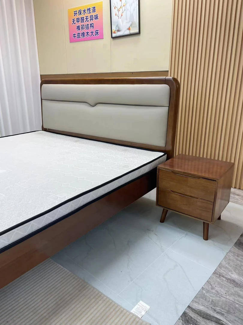 9994新中式实木床可升级高箱储物床胡桃木床现代简约主卧床软包