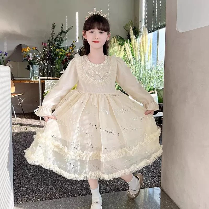 女童公主裙2025新款中大童洋气蓬蓬纱裙小女孩花童婚礼礼服连衣裙