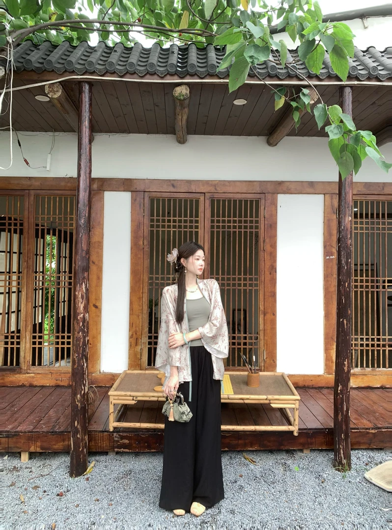 EIA一尧新中式国风【幂式穿搭】直筒裤气质松弛百搭宽松休闲黑色裤