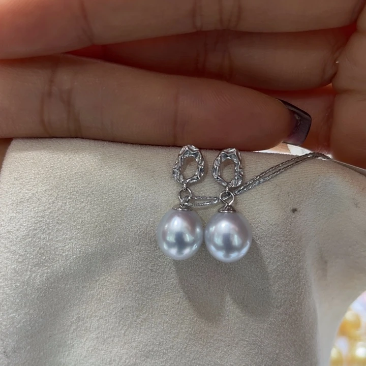 海水珍珠耳饰银S925镶嵌