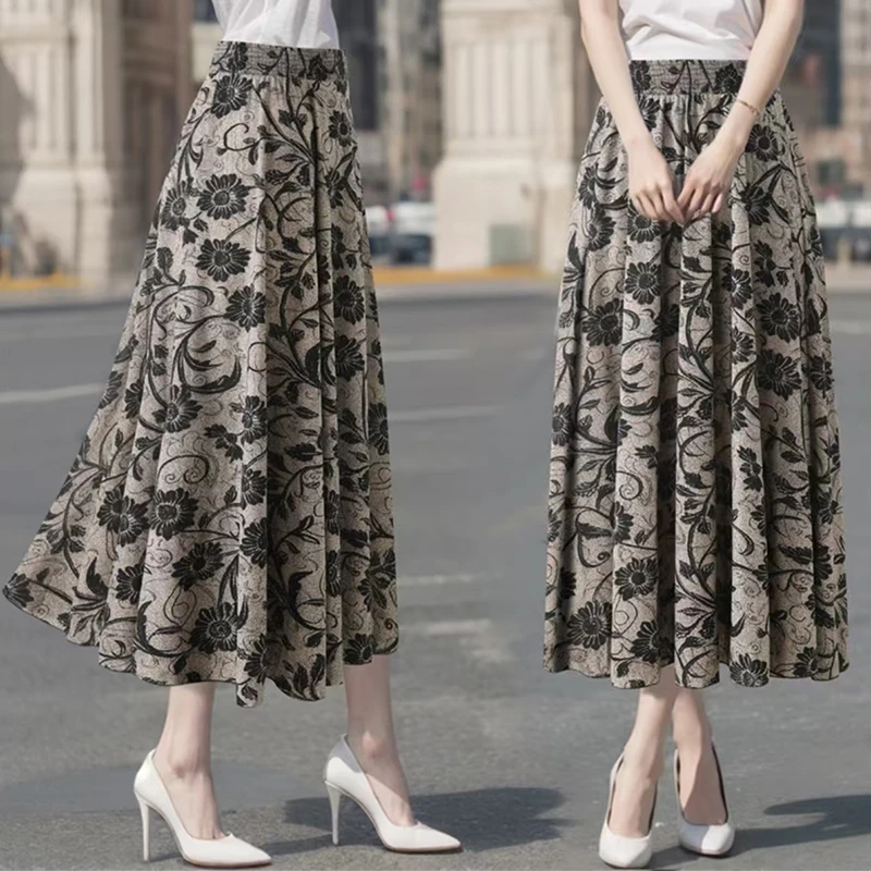 【半身裙】夏季气质冰丝垂感半身百搭裙高腰大裙摆过膝休闲A字裙