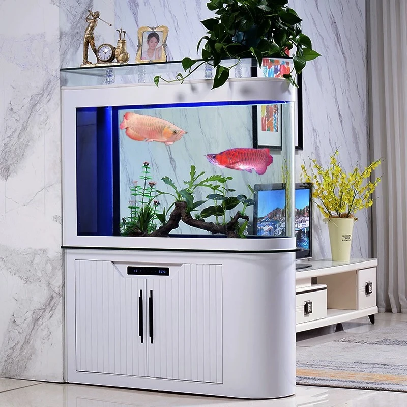子弹头家用客厅屏风隔断大型生态底滤玻璃水族箱免客厅鱼缸