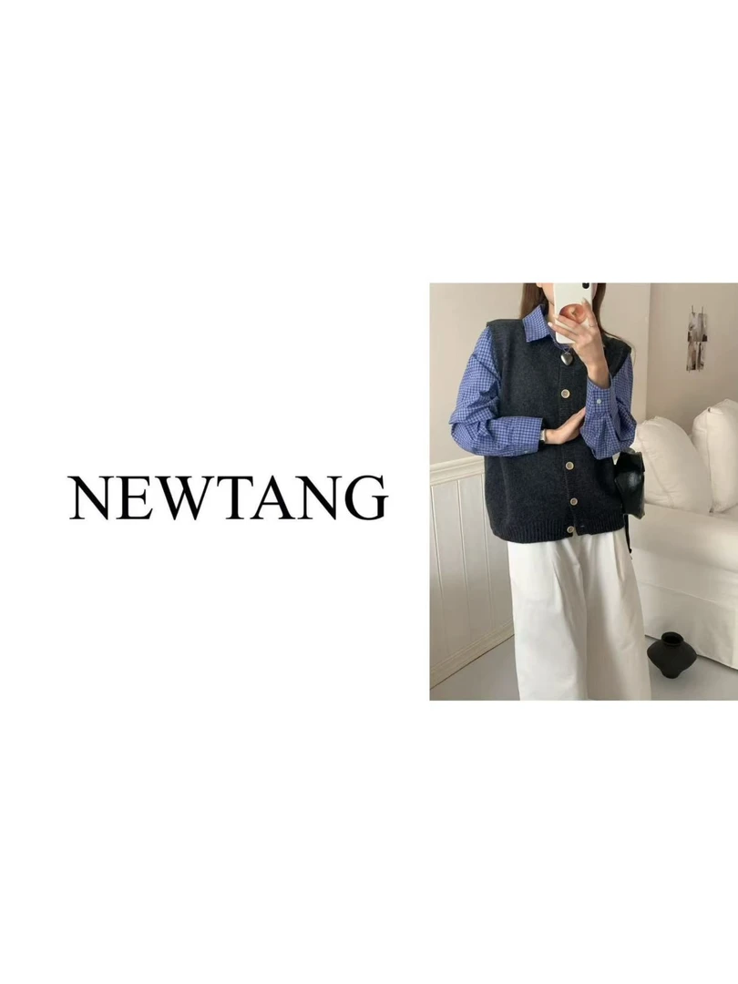 【轻盈】390(含羊毛)新款多巴胺服装女无袖休闲马甲慵懒风 炭