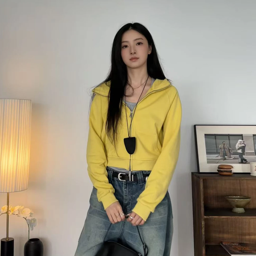 小ban 短款连帽开衫卫衣2025新款修身显瘦上衣外套