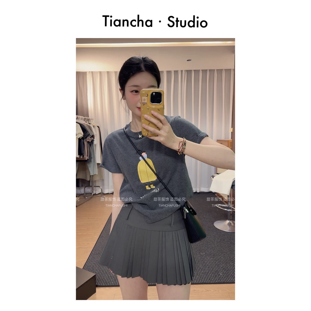sweetc【小黄人】M317#夏季韩版风正肩短袖T恤女舒适气质显瘦百搭