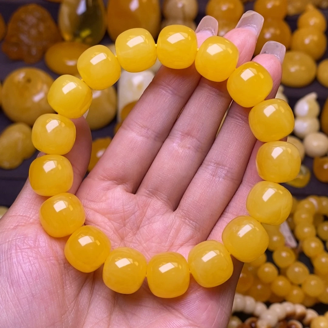 琥珀未镶嵌裸石手串