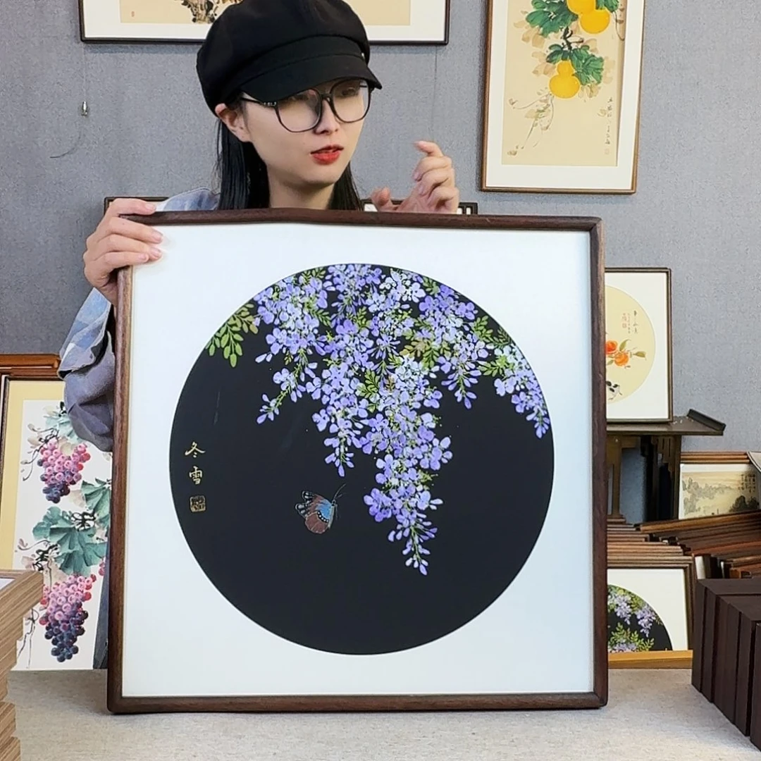 书法手绘带框尺寸： 53*53