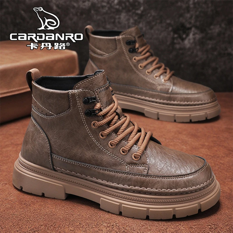 意大利卡丹路马丁靴男英伦风复古休闲中帮工装靴男士户外运动短靴