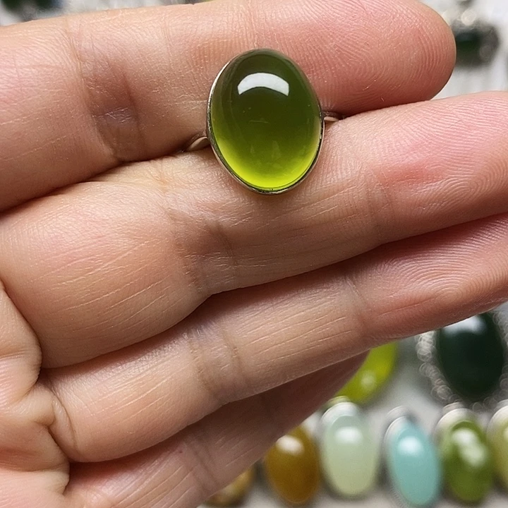 蛇纹石玉银S925镶嵌戒指