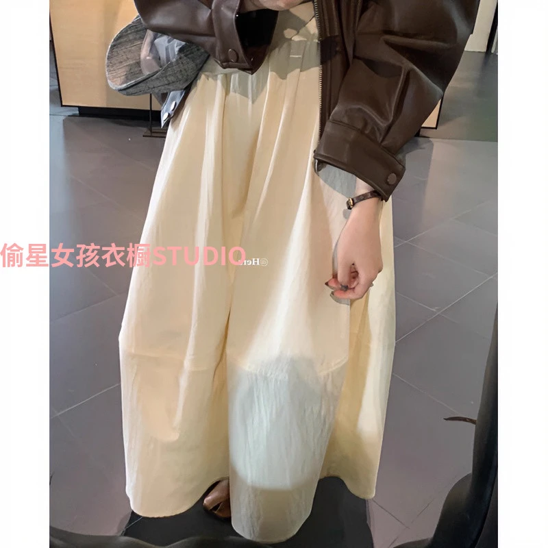 韩系简约松紧腰半身裙女秋新款宽松显瘦通勤百搭气质a字中长裙