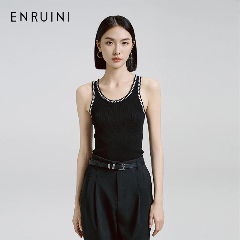 恩瑞妮2025款吊带精致慵懒南法风情 高阶女人撞色勾边ESCZ2B688