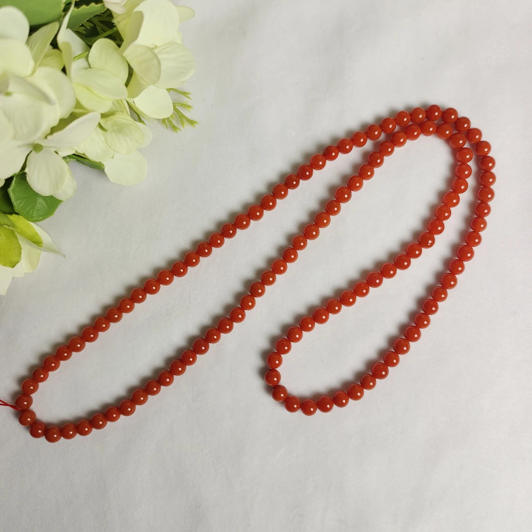 约6.5-7mm保山满色满肉南红锦红多圈手串