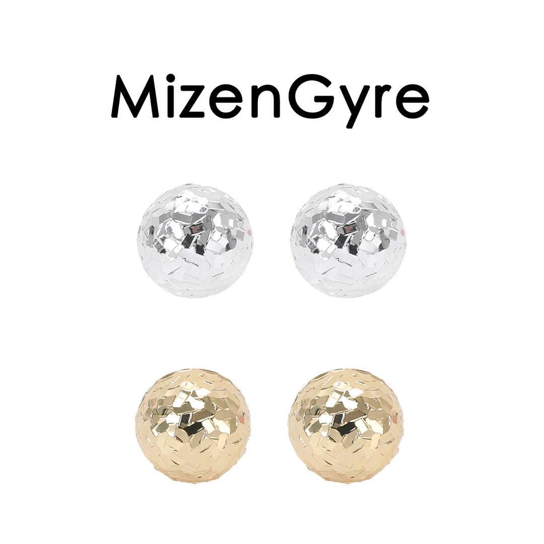 铜合金耳饰 MizenGyre小众设计爆闪碎冰球半圆耳环简约冷淡峰耳钉
