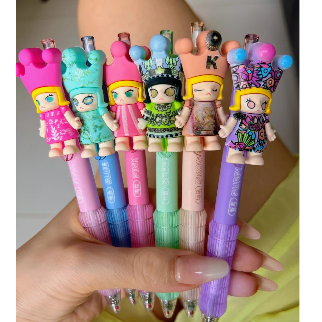 甜美少女适用的小人小红书按动油性中性卡通圆珠笔