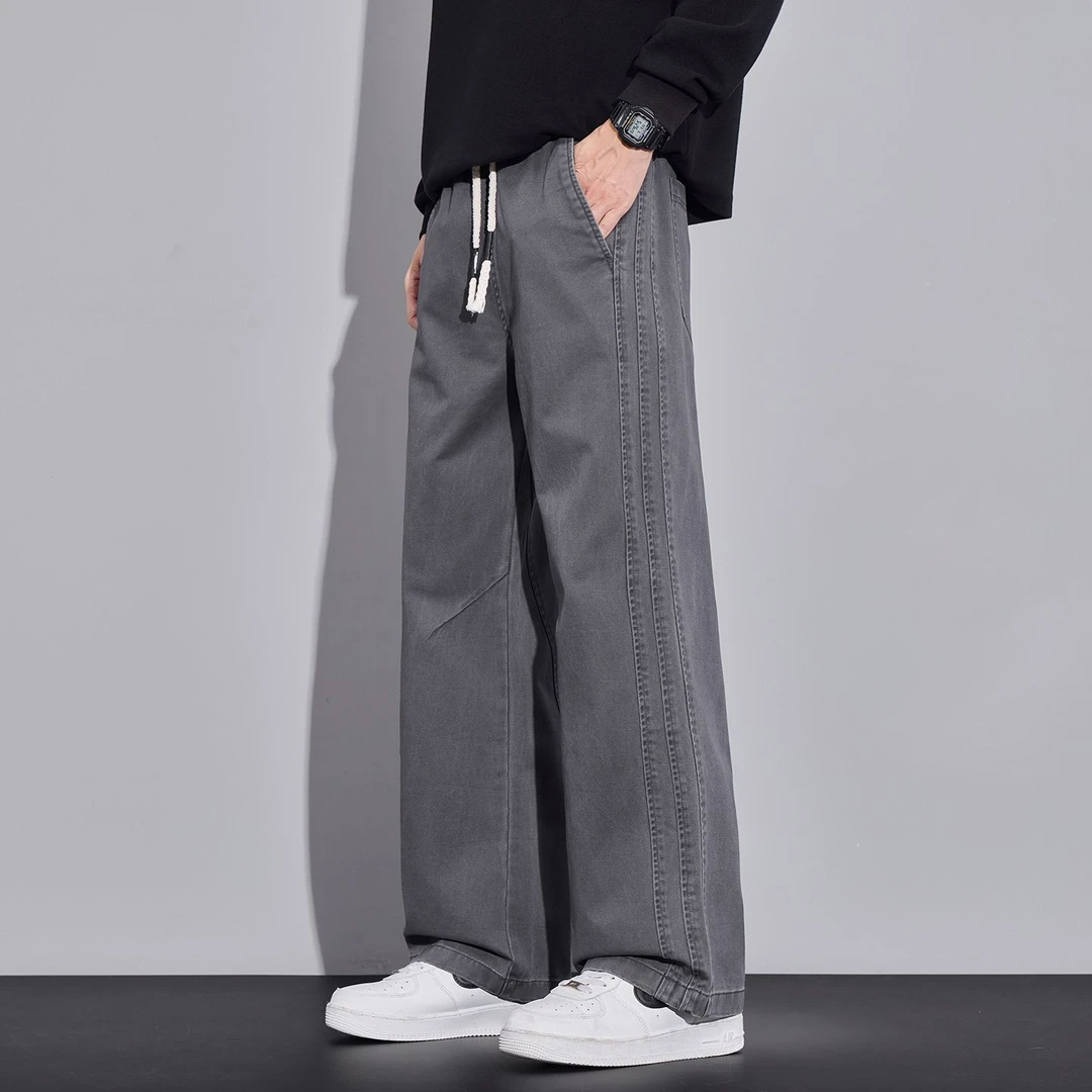 休闲裤男秋冬季百搭纯棉工装裤2025新款潮牌美式水洗宽松直筒长裤