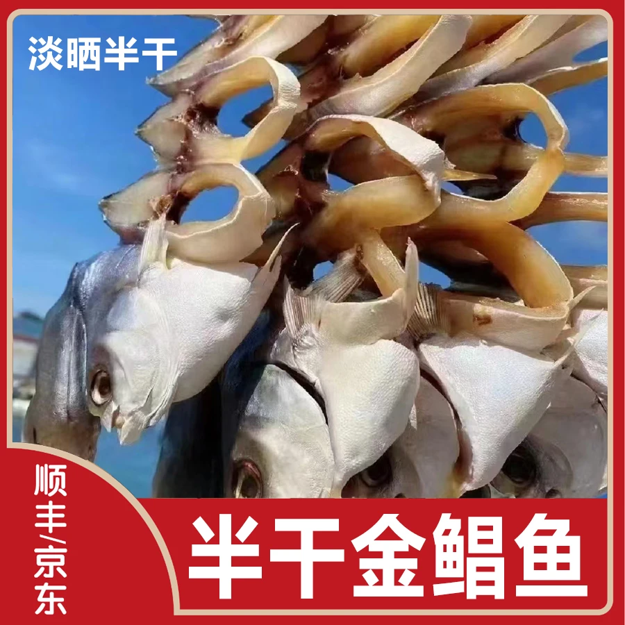 半干金鲳鱼6条杀晒后到手约2斤 (代杀晒)(不是很干是半干鲜鱼)