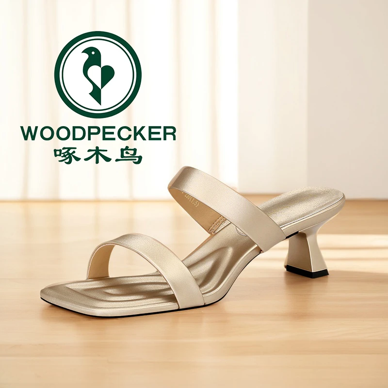 啄木鸟法式高级感一字拖女2025夏季新款仙女风气质露趾方头凉拖鞋