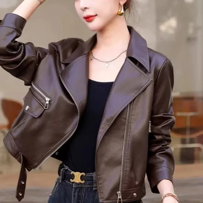 西装领皮衣休闲时尚洋气款