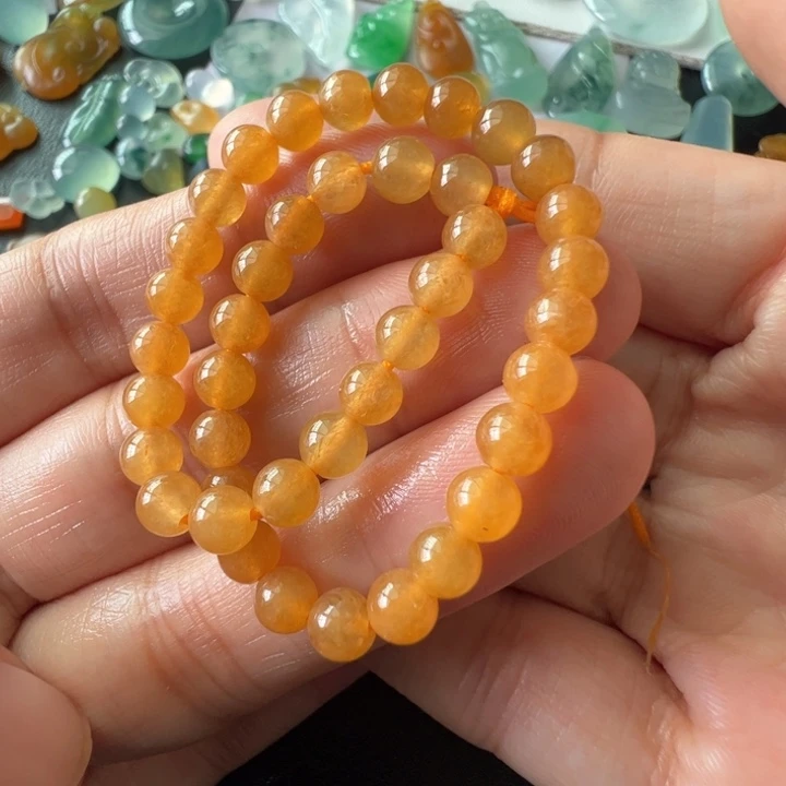 定制翡翠未镶嵌冰黄手链