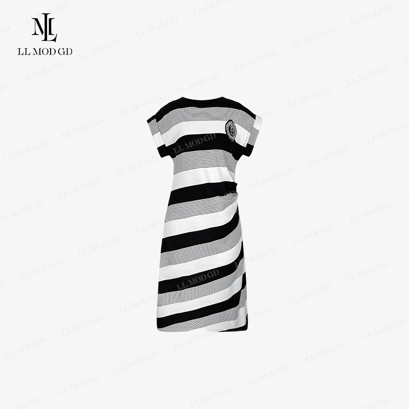 时尚条纹Polo连衣裙女法式气质裙子-220044