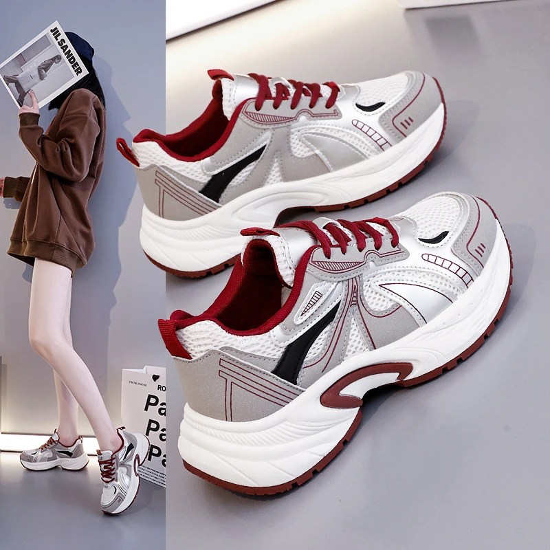 女鞋小白鞋2025新款春秋老爹鞋小个子增高厚底鞋运动休闲板鞋