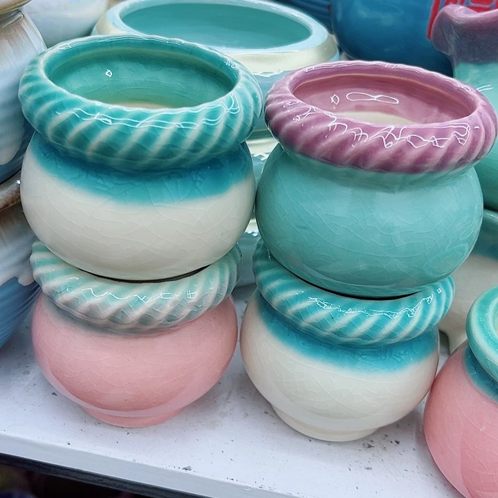 多肉绿植陶瓷花盆9.9包邮，有孔