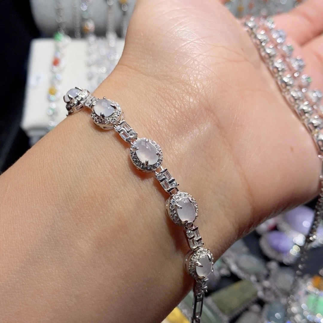 翡翠手链银S925镶嵌晴*c c c