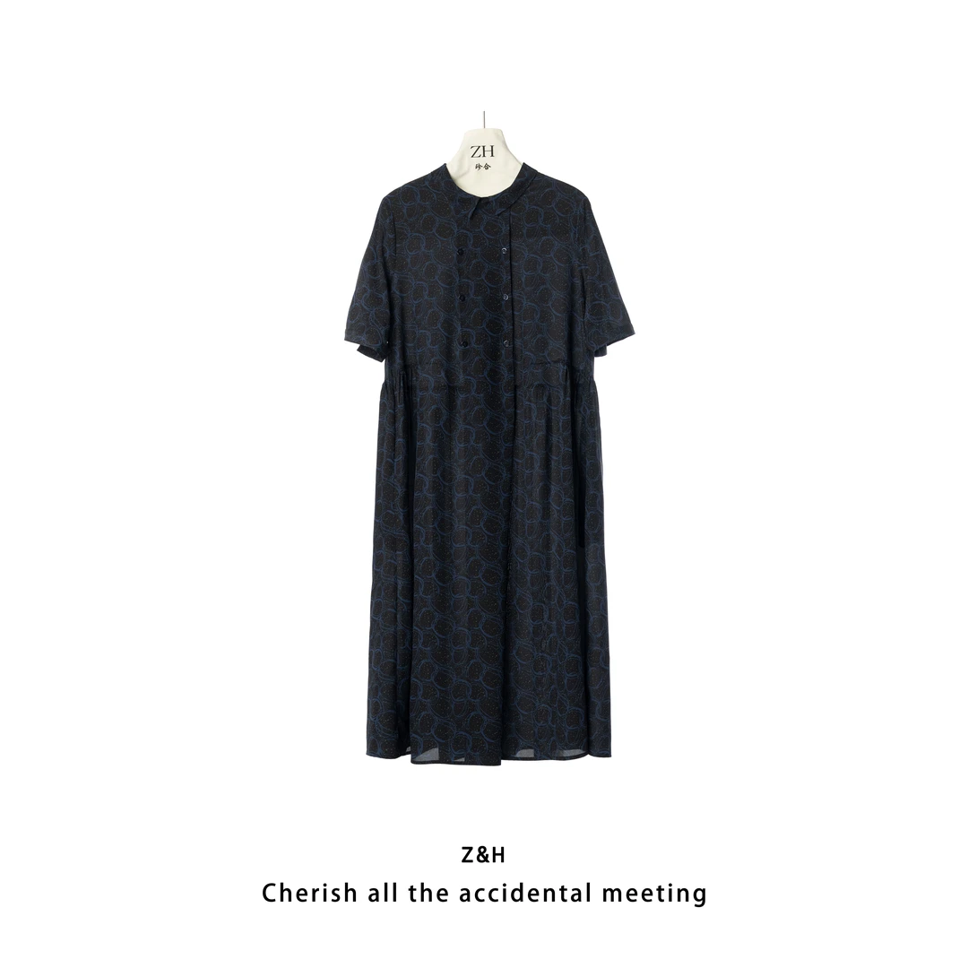 ZH【半夏微凉】圆领高级感连衣裙女中长款舒适