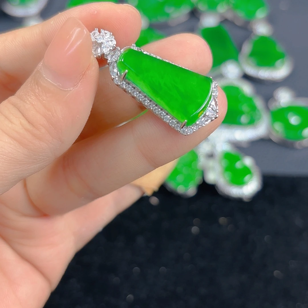 翡翠银S925镶嵌吊坠(不含链)