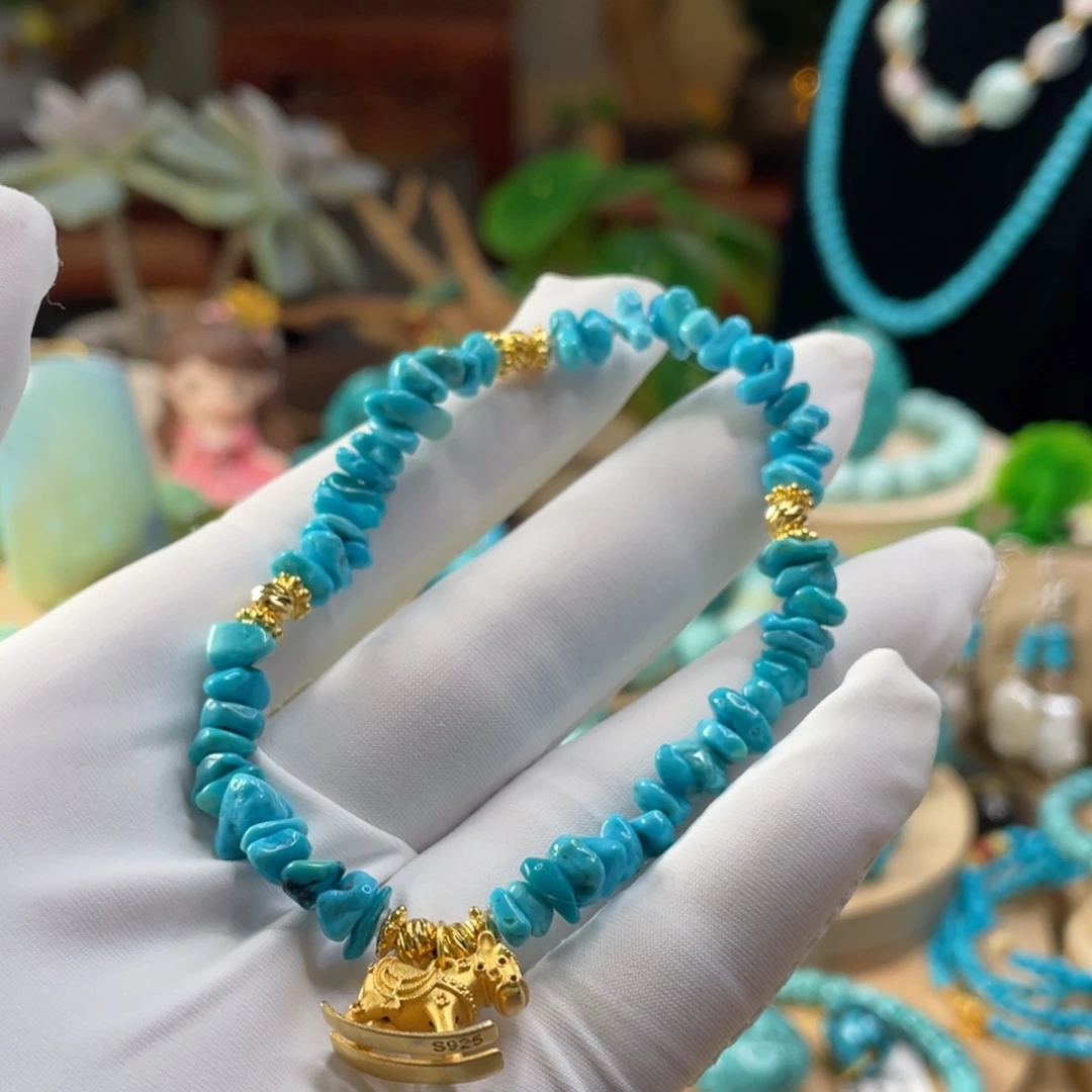 绿松石银S925镀金镶嵌珠宝奇石