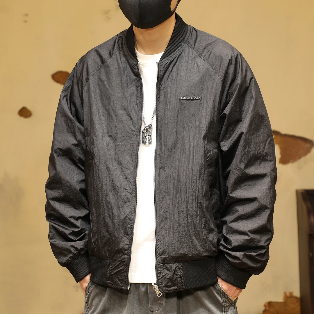 双面穿美式复古棒球服外套男高街设计迷彩潮牌宽松春秋季新款夹克