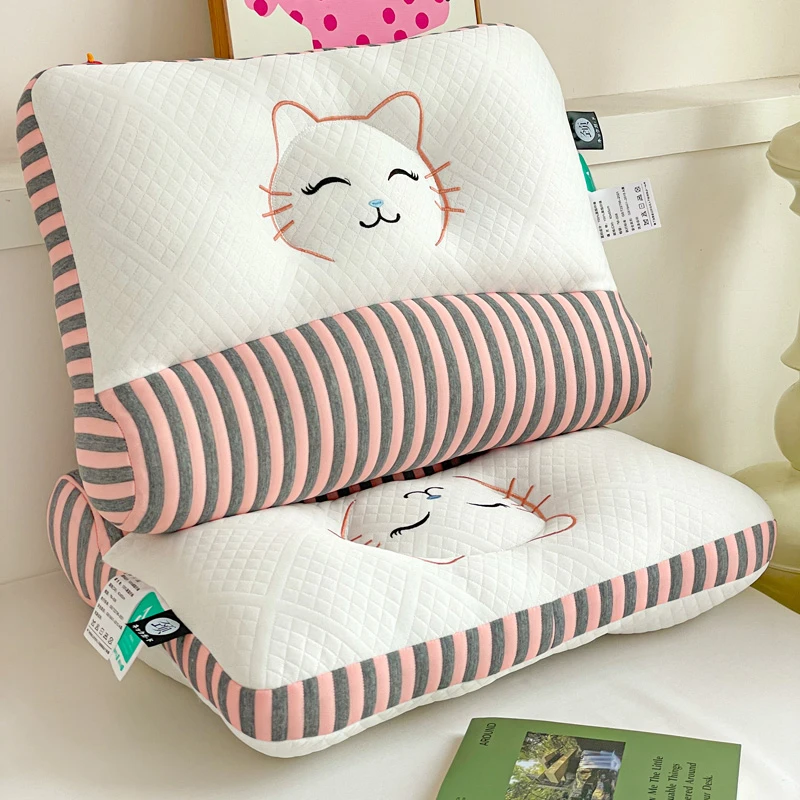 2025新款学生情侣笑脸猫护颈枕枕头枕芯单人宿舍舒适睡眠不易变形