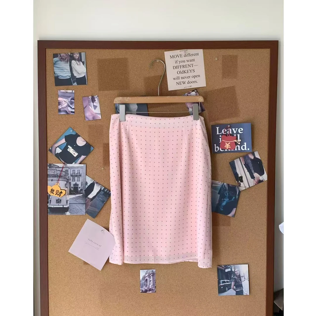 粉色波点百搭低腰半裙