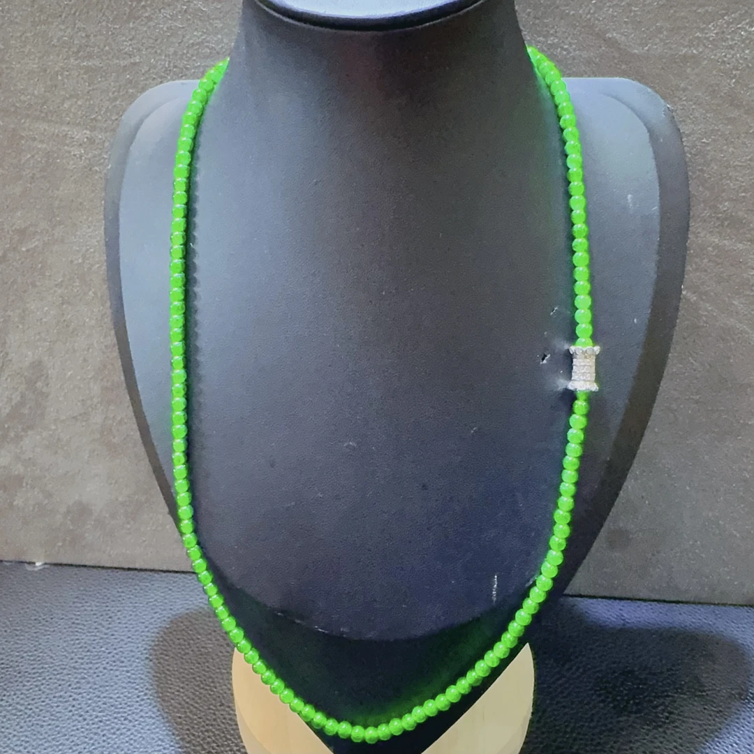 【直播间专属-正阳绿小米珠】天然A货翡翠阳绿3mm小米珠s925银气质