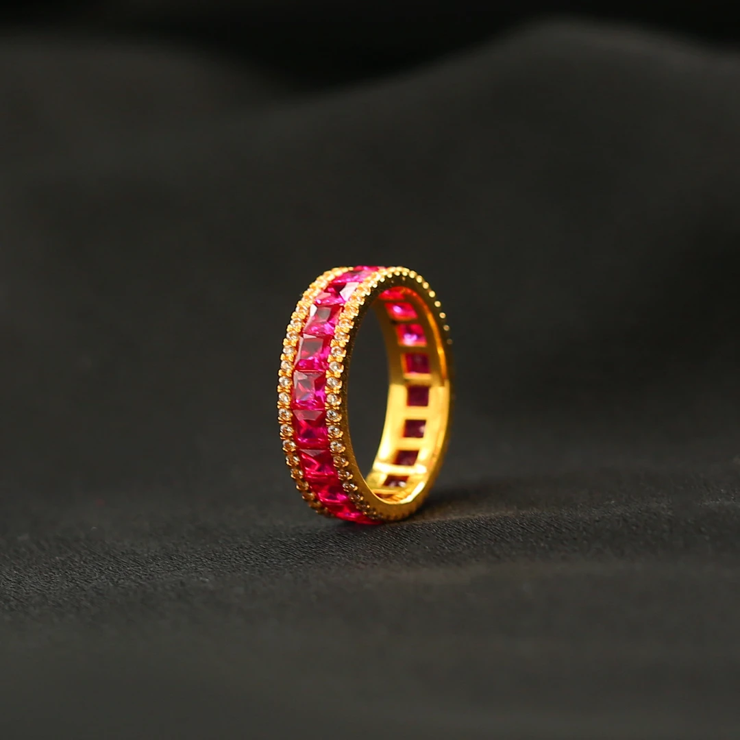 【合成/培育】【婷婷专属】18k合成红宝爆闪排戒