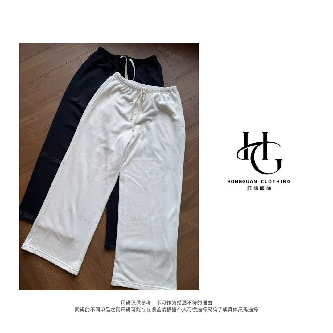 H·G【减龄休闲裤】2510 新款百搭休闲腰抽绳直筒卫裤