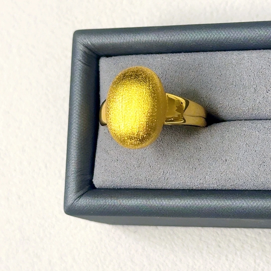 精工拉丝鸽子蛋戒指-E005